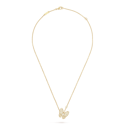 18K Two Butterfly Necklace