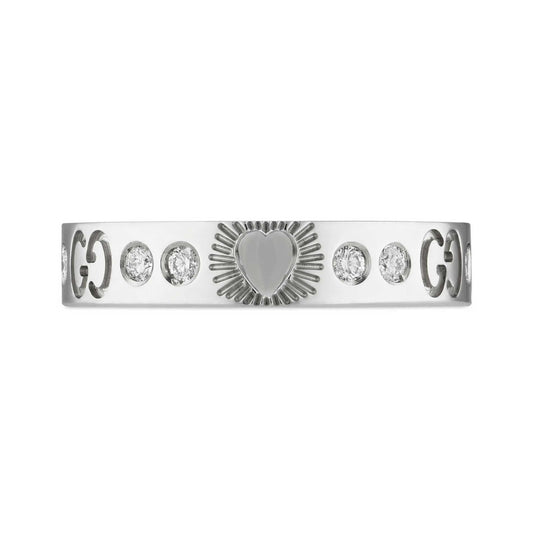 18K GG Icon Diamonds White Gold Ring