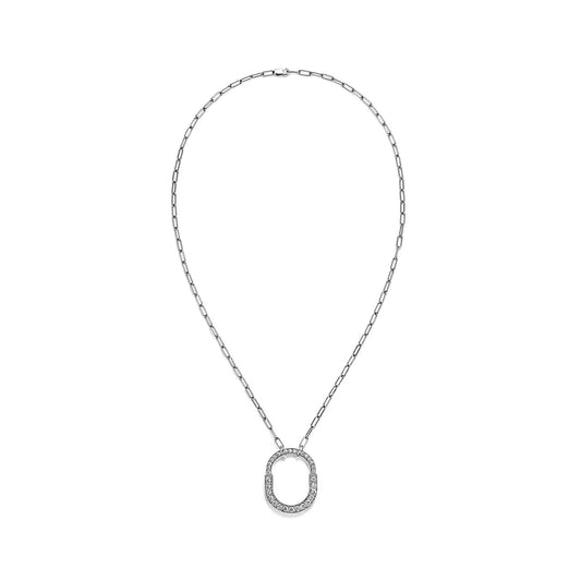 18K T Lock Pendant Pave Diamonds Necklace
