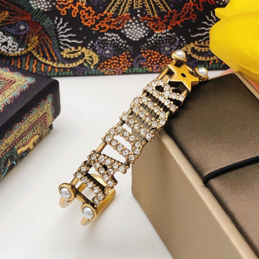 18K CD J¡¯adior Open Cuff Crystals Bracelet