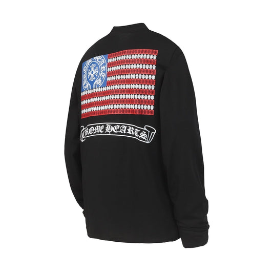 Chrome Hearts Logo Flag Long Sleeve Tee Black White Gothic Street T-Shirt K2126