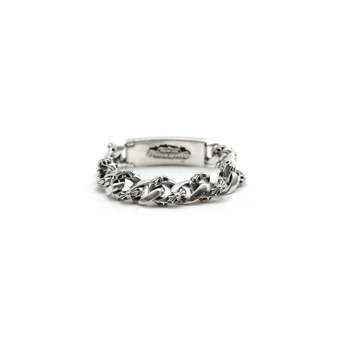 Chrome-Hearts Silver Cross Link Cuban Bracelet