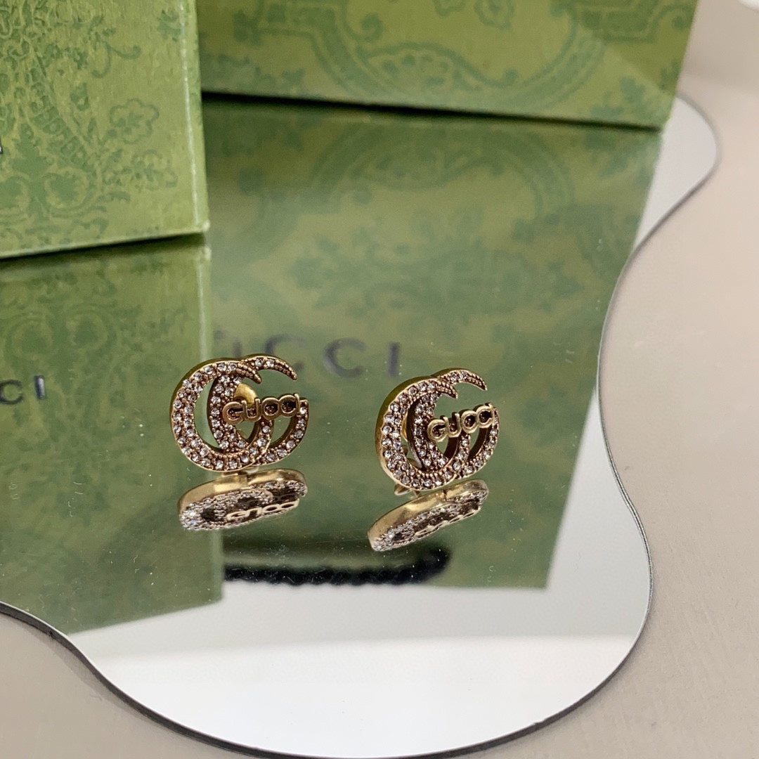 18K GG Logo Diamonds Earrings