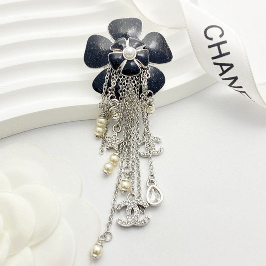 18K CC Camellia Tassel Brooch