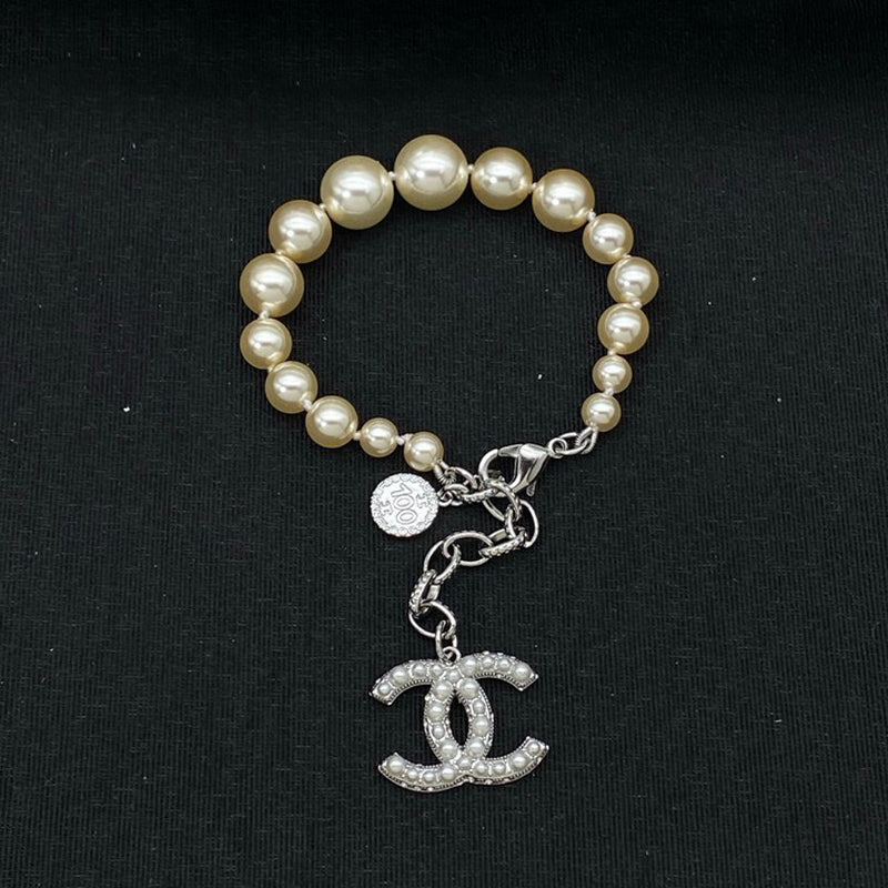 18K CC Pearl Chain Bracelet