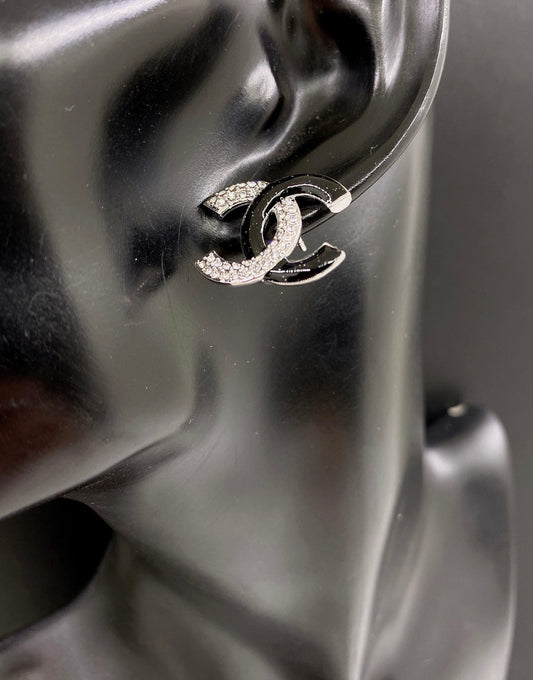 18K CC Black Diamonds Earrings