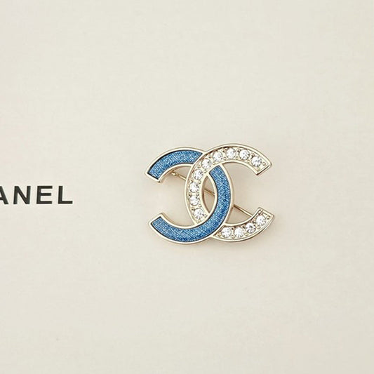 18K CC Blue & White Gold Diamond Brooch