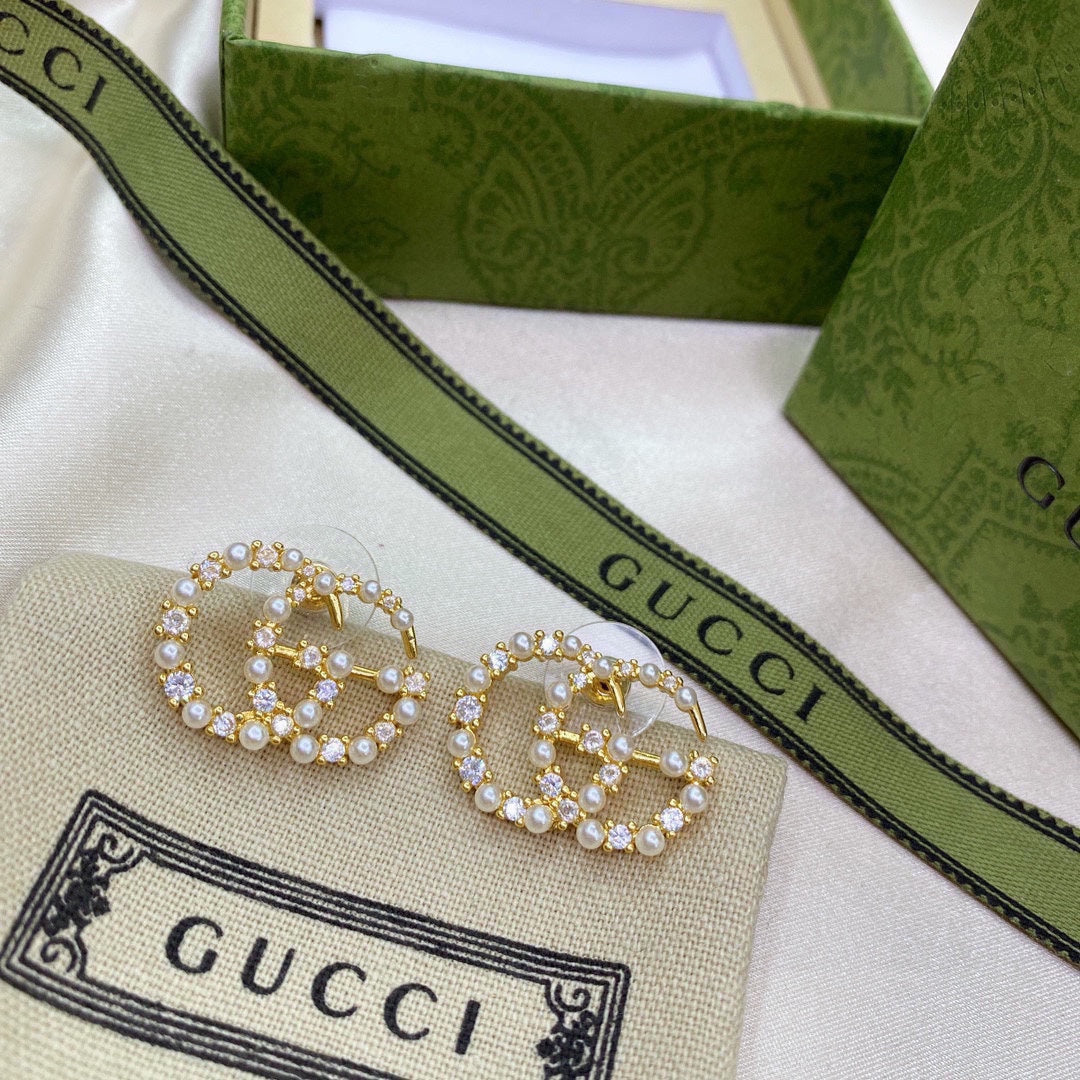 18K Double G Pearls Earrings