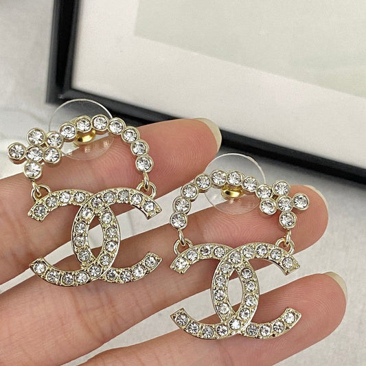 18K CC Diamond Earrings