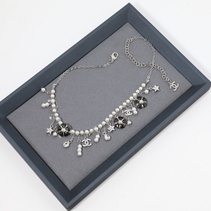 18K CC Camellia Pearl Chain Necklace