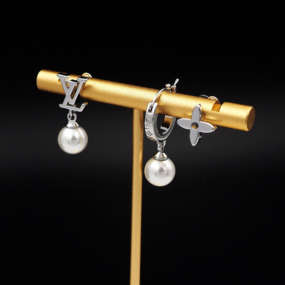 18K Louis Monogram Pearls Earrings