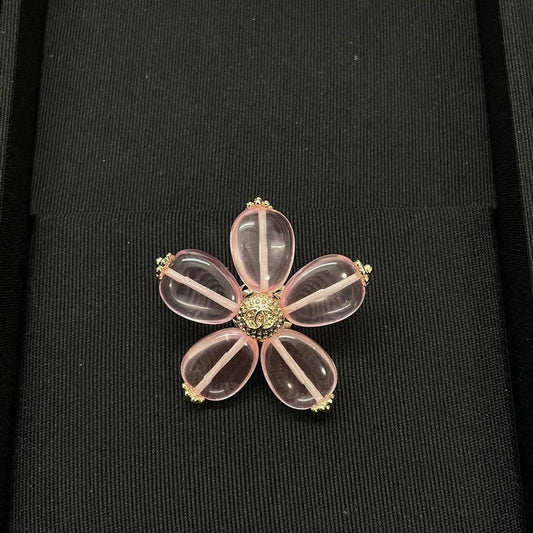 18K CC Pink Resin Flower Brooch