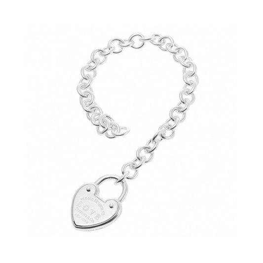 18K T Heart Tag White Gold Bracelet