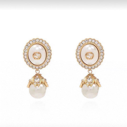 18K Double G Pearl Earrings