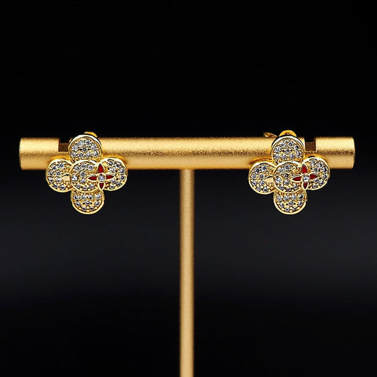 18K Louis Vivienne Diamond Earrings