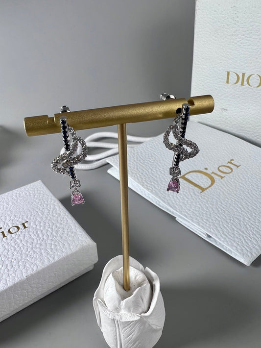 18K CD Vintage Purple Crystal Earrings