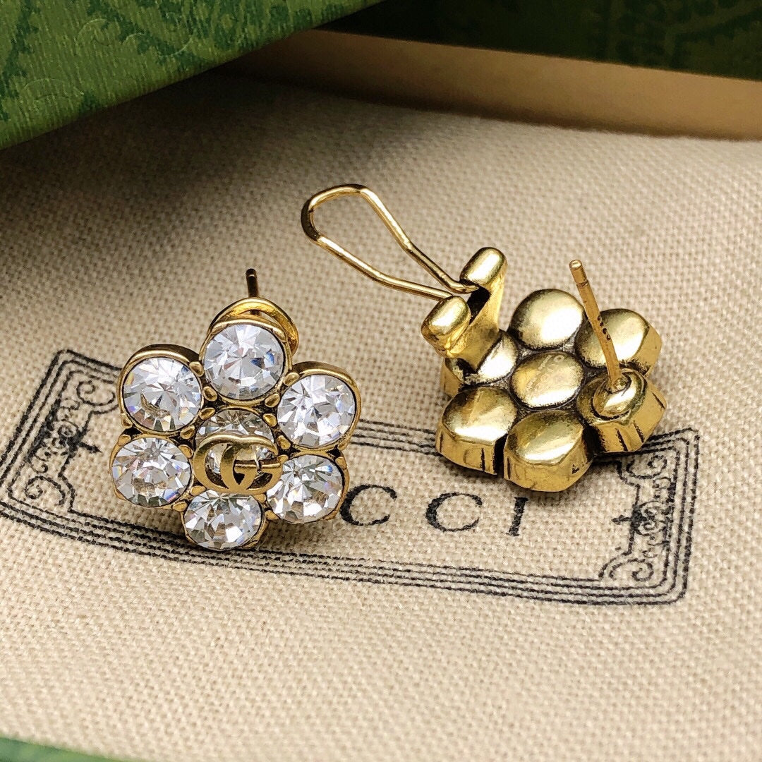 18K Double G Crystals Earrings