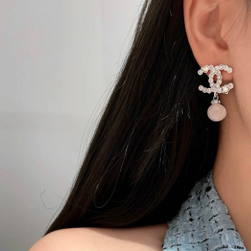 18K CC 25P Pink Pearl Gold Earrings