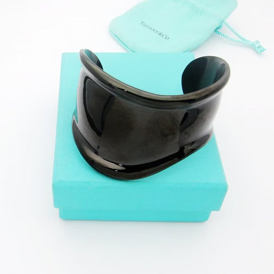 18K T Elsa Peretti Small Bone Cuff Black Bracelet