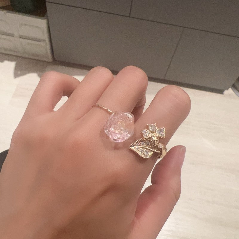 18K CD Pink Flower Ring