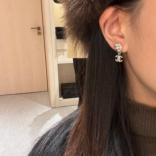 18K CC 26C Pink Camellia Earrings