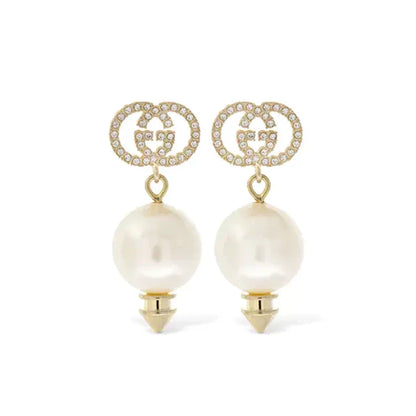 18K Double G Pearl Pendant Earrings
