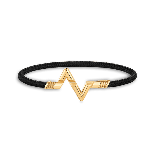 18K Louis Volt Upside Down Play Black Bracelet
