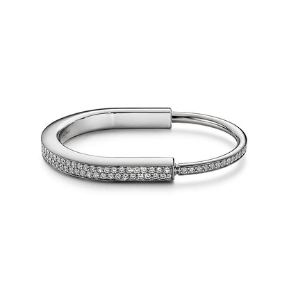 18K T Lock Bangle Full Pave Diamonds Bracelet