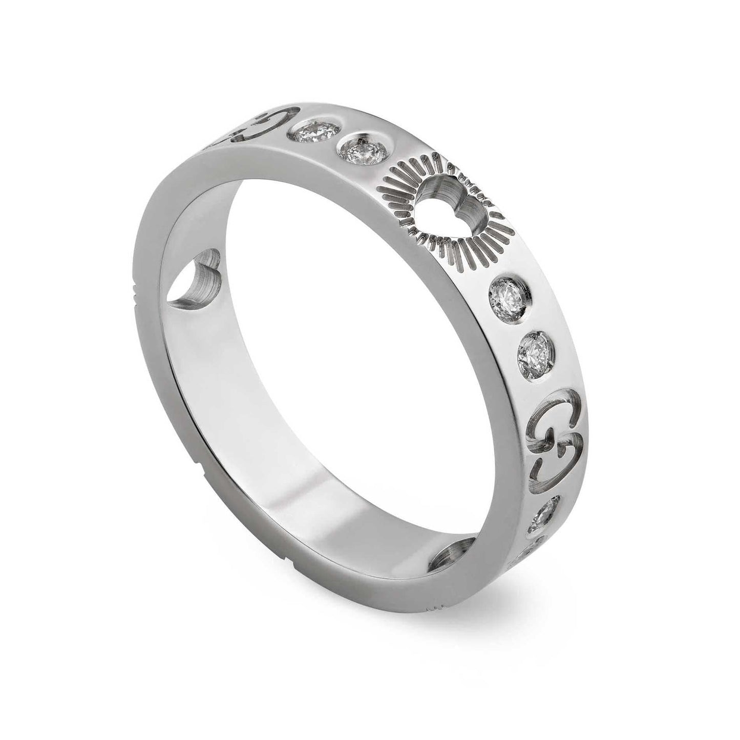 18K GG Icon Diamonds White Gold Ring