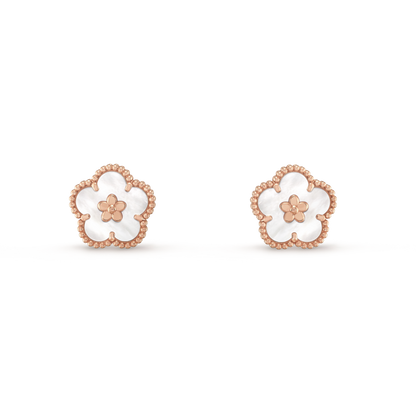 18K Lucky Spring Plum Blossom Earrings