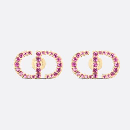 18K Petit CD Stud Fuchsia Crystals Earrings