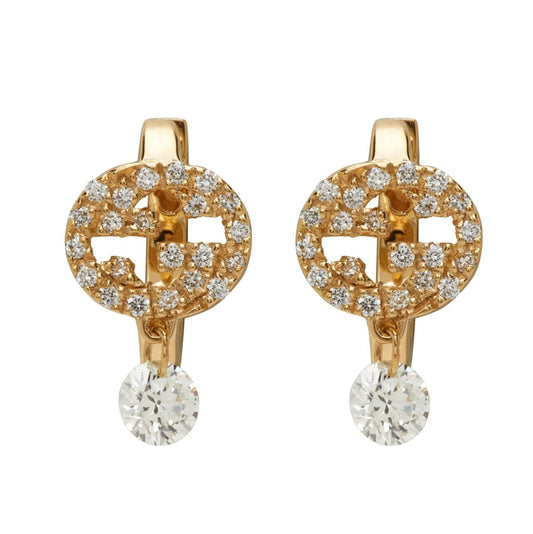 18K Double G Interlocking G Diamond Earrings