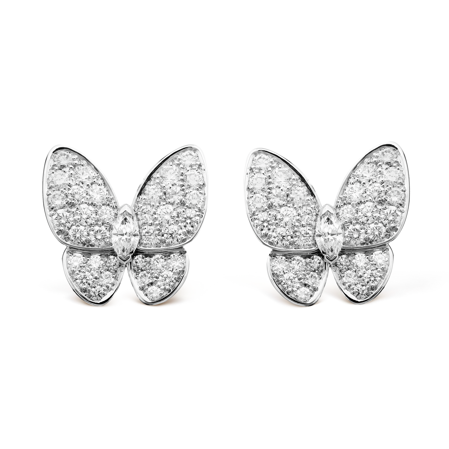 18K Two Butterfly Diamonds Earrings