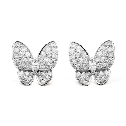 18K Two Butterfly Diamonds Earrings