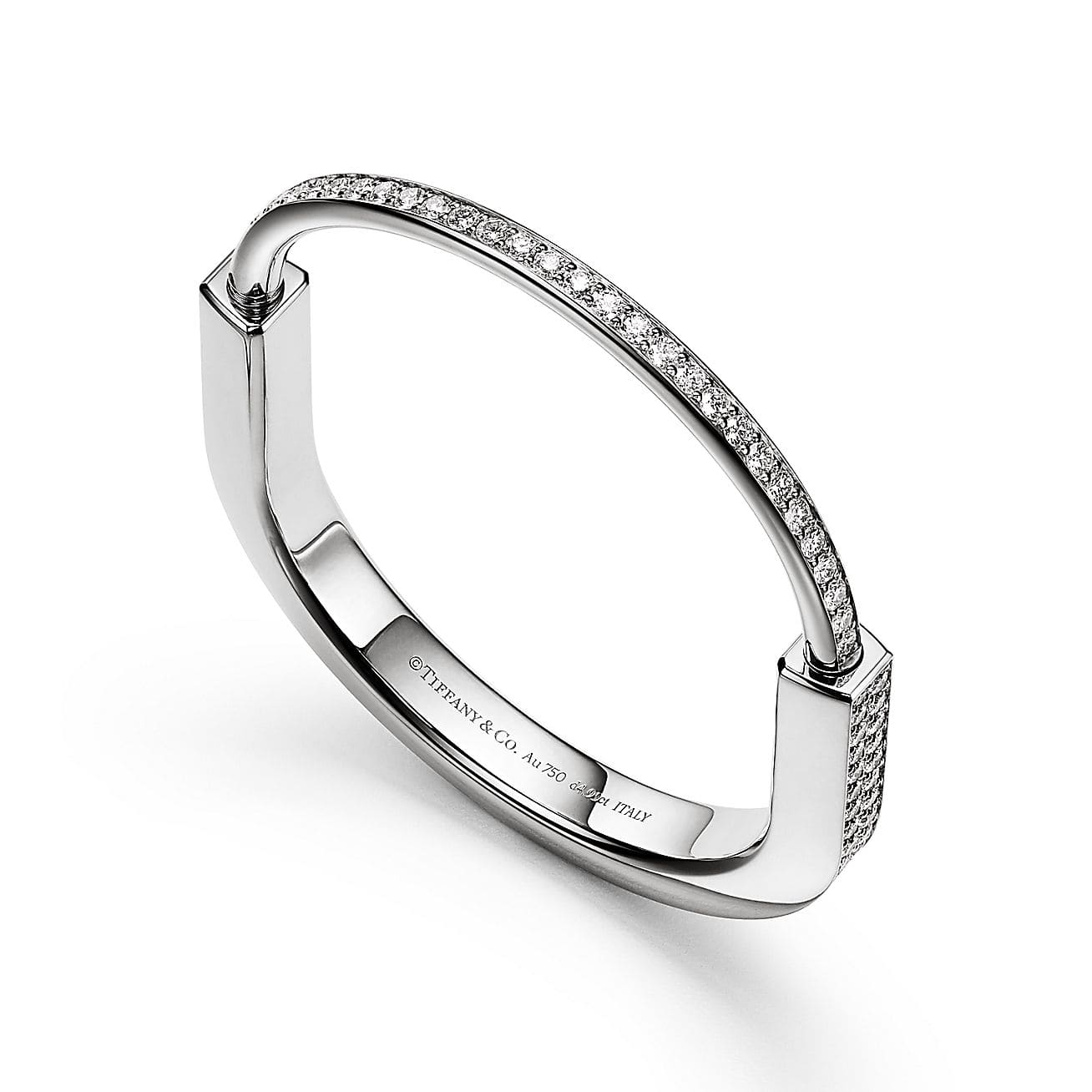 18K T Lock Bangle Full Pave Diamonds Bracelet