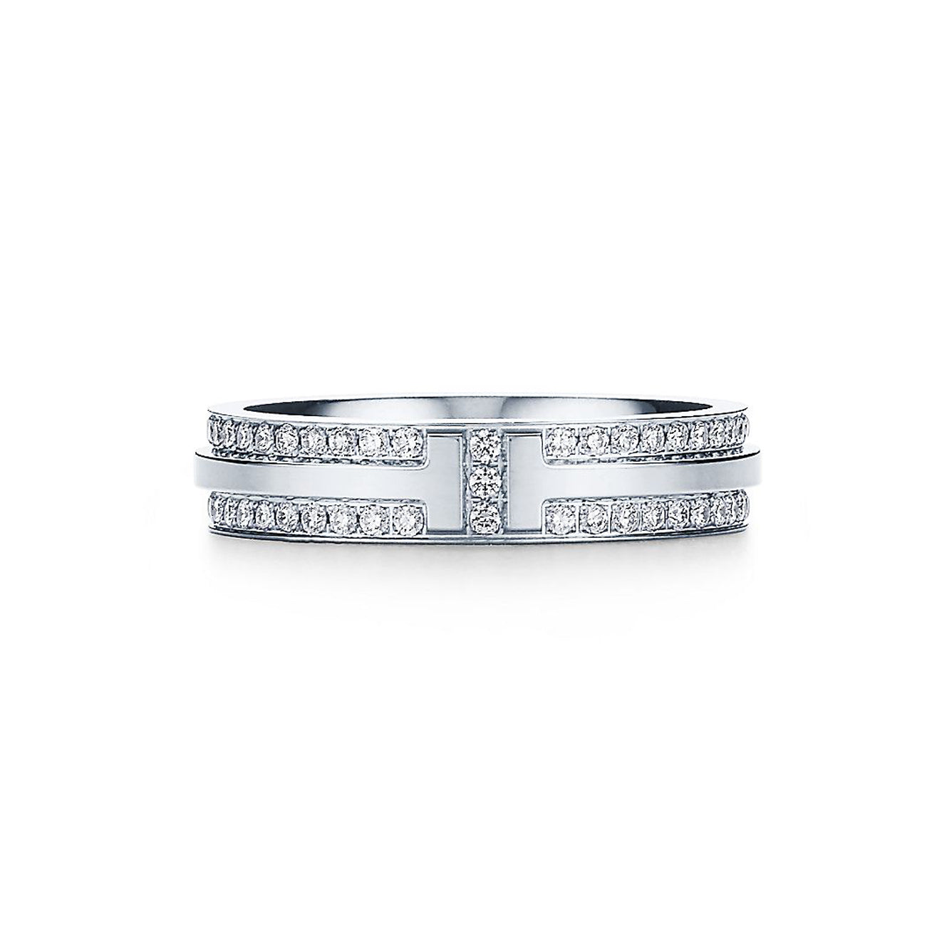 18K T Narrow Pave Diamond Ring
