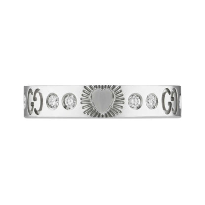 18K GG Icon Diamonds White Gold Ring