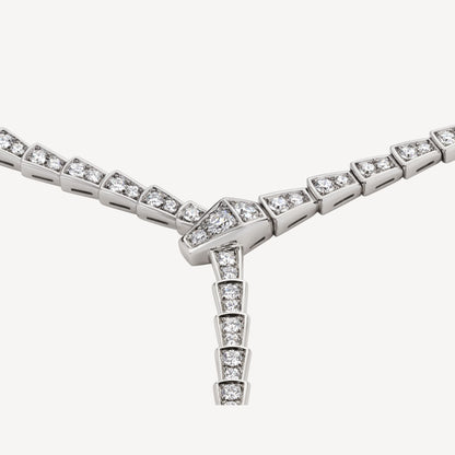 18K BV Serpenti Viper Full Pave Diamonds Necklace