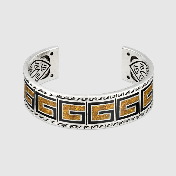 Double G Cube Yellow Wide Bracelet