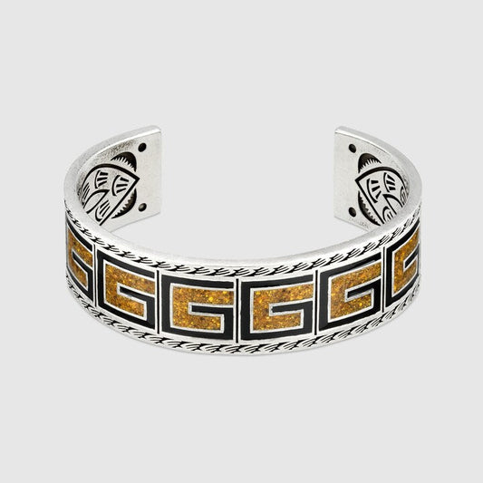 Double G Cube Yellow Wide Bracelet