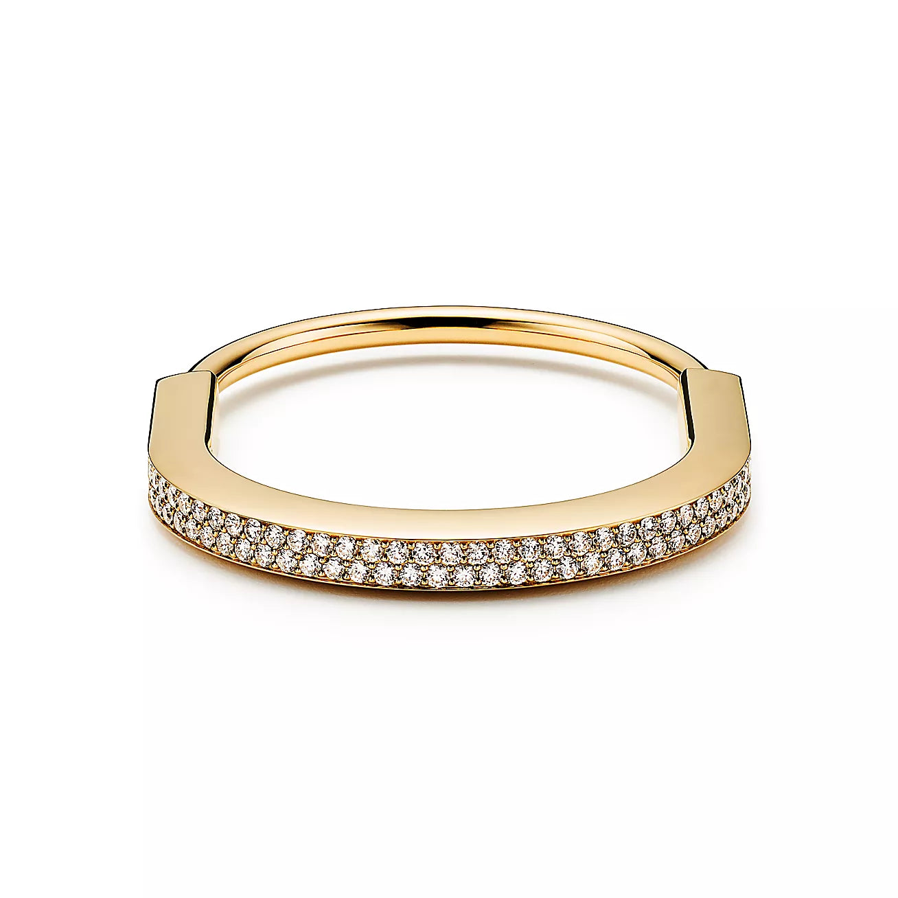 18K T Lock Bangle Full Pave Diamonds Bracelet