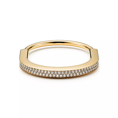 18K T Lock Bangle Full Pave Diamonds Bracelet