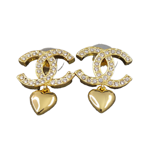18K Classic CC Diamond Heart Earrings
