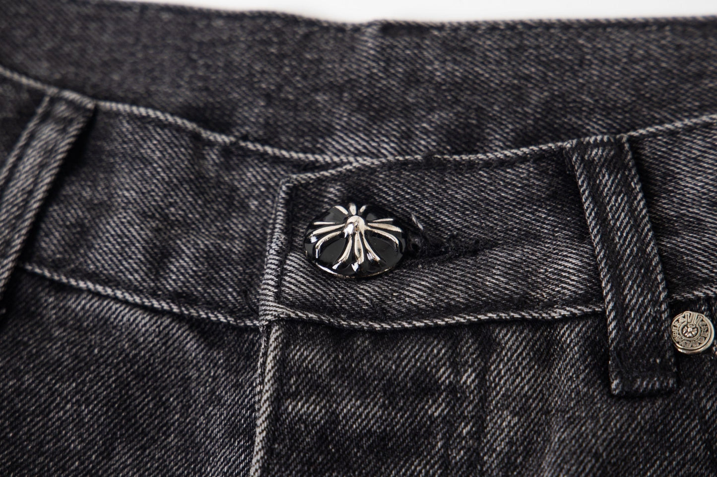 Chrome Hearts Multi Cross Patch Denim Jeans - Grey Gothic Street Pants