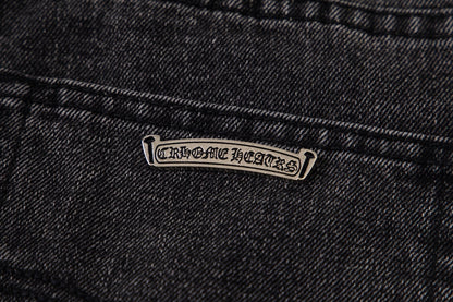 Chrome Hearts Multi Cross Patch Denim Jeans - Grey Gothic Street Pants