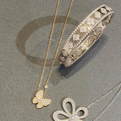 18K Two Butterfly Necklace