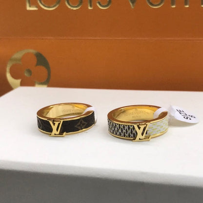18K Louis Leather Set of 2 Rings