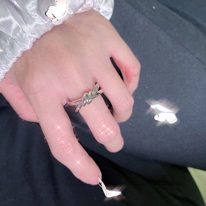 18K Rose Gold T Knot Double Row Ring