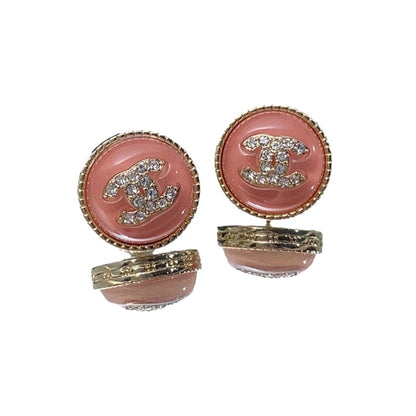 18K CC Pearl Crystal Stud Earrings