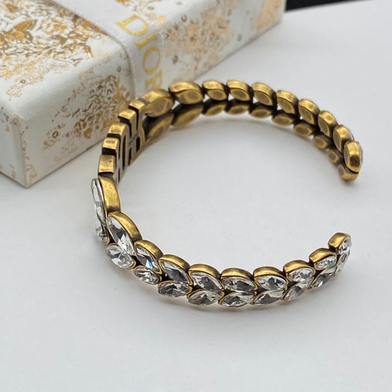 18K CD Vintage Crystal Cuff Bracelet